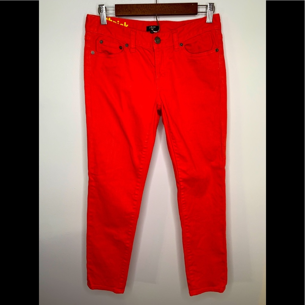 J Crew Stretch Toothpick Size 26 Coral Orange Color Skinny Jeans  Fall